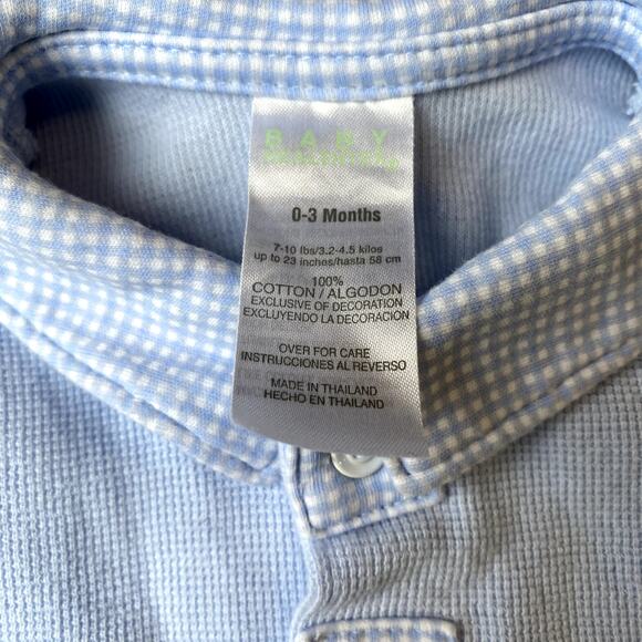 Vintage Baby Healthtex Blue Collared Embroidered Button Up Shirt Jacket 0-3 mo - Picture 4 of 8